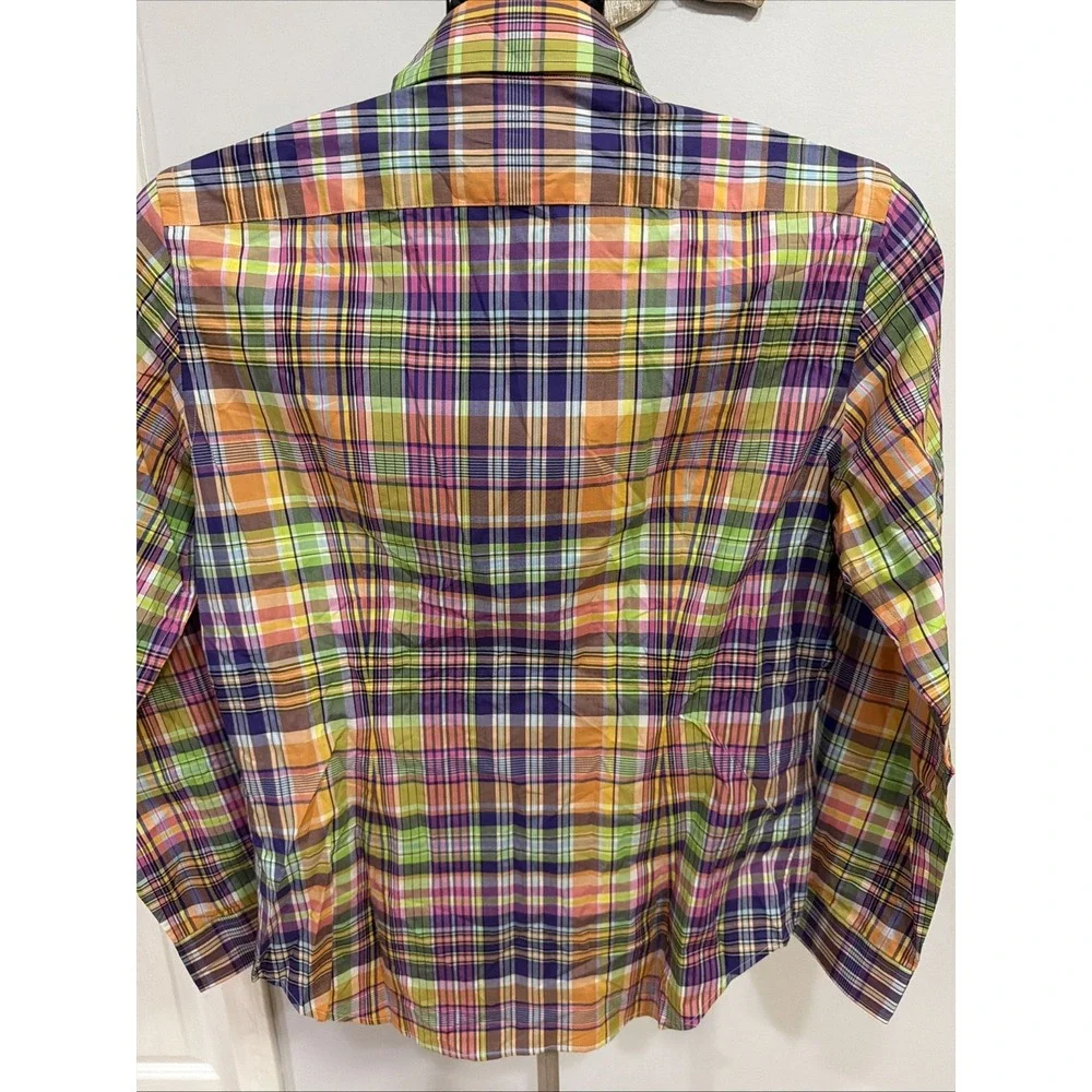Ralph Lauren Golf Multi Color Plaid Button Down Long Sleeve Shirt Youth Sz‎ 6